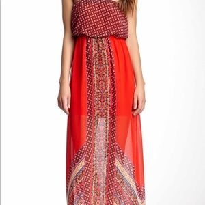 Socialite Strapless Woven Border Maxi Sz M